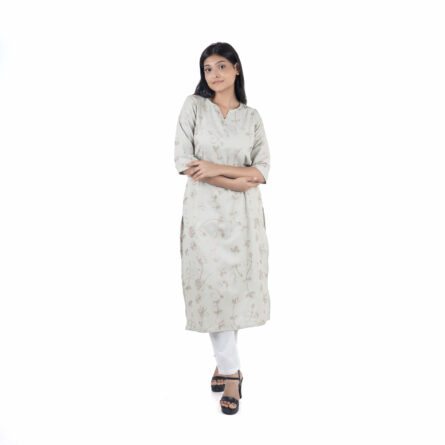 Grey Kasida Work A-Line Kurta with Cigarette Pant