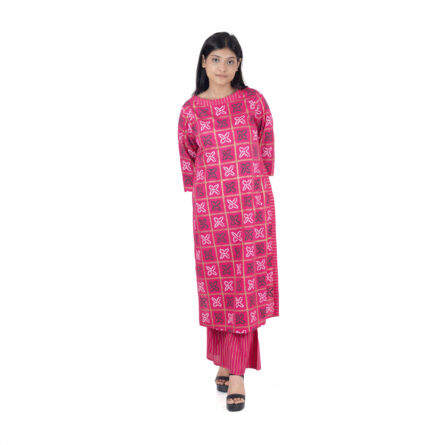 Beautiful Pink Bandhini Printed Kurta with Frilled Pant